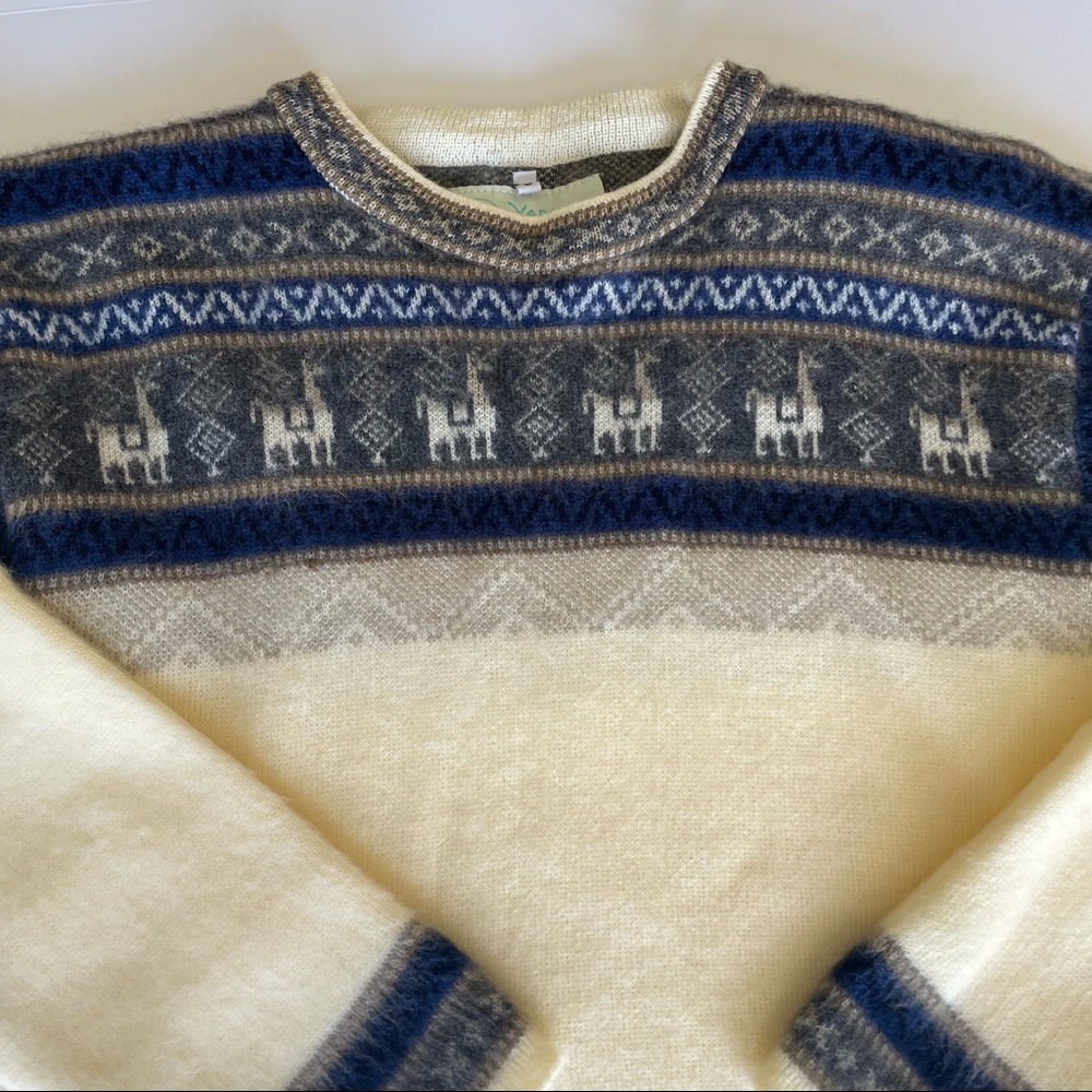 Yarina Ecuador Artisan Alpaca Cotton Cream Pullov… - image 2